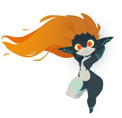  big_eyes breasts digital_media_(artwork) featureless_breasts female female_humanoid flowing_hair hair hands_behind_head huffslove humanoid humanoid_pointy_ears imp lineless long_hair looking_at_viewer markings midna nintendo not_furry orange_hair red_eyes short_stack simple_background small_breasts smile solo the_legend_of_zelda thick_thighs twili twilight_princess white_background wide_hips 