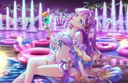  :3 anyoji_hime arm_support bikini blonde_hair blue_bikini blue_eyes blunt_bangs breasts cleavage collarbone crazy_straw cup drinking_glass drinking_straw feet_out_of_frame female flower game_cg garnish gradient_hair hair_flower hair_ornament halterneck heart_straw highres holding holding_cup innertube layered_bikini link!_like!_love_live! long_hair looking_at_viewer love_live! medium_breasts midriff mouth_hold multicolored_hair navel neon_lights night night_sky off-shoulder_bikini off_shoulder official_alternate_costume official_alternate_hairstyle official_art one_side_up passion!!!!!!_(love_live!) pink_flower pink_hair plumeria sitting sky solo star_(sky) starry_sky swept_bangs swim_ring swimsuit third-party_source very_long_hair virtual_youtuber white_bikini wine_glass 