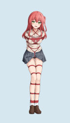  absurdres bocchi_the_rock! bondage bondage bondage bound green_eyes highres kita_ikuyo looking_at_viewer original red_hair restrained school_uniform shibari_over_clothes standing t_zhonglang thigh_gap 