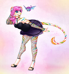  alternative_fashion barbat candy candy_neopet clothing dessert digitigrade digitigrade_footwear duo felid female food footwear furgonomic_footwear furgonomics goth jumpstart_games kougra mammal neopet_(species) neopets petpet_(neopets) rainbow sandals standing stripes the13thblackcat 