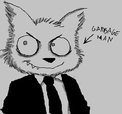  anthro arrow_sign black_clothing black_nose business_suit canid canine canis clothed clothing dreamworks english_text fangs fluffy looking_at_viewer low_res male male_anthro mammal monochrome mr._wolf_(the_bad_guys) necktie rhonbon solo suit teeth text the_bad_guys the_bad_guys_(book) wolf 