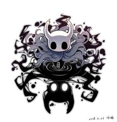  1other artist_name cloak commentary dated full_body highres hollow_eyes hollow_knight horns knight_(hollow_knight) looking_at_viewer mask multiple_others nail_(hollow_knight) old_nail_(hollow_knight) shade_(hollow_knight) shadow simple_background standing ugly_cat weapon white_background 