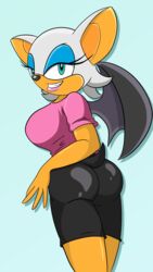  9:16 absurd_res anthro ass bat butt_pose female hi_res looking_back mammal nasiri_(artist) pose rouge_the_bat sega simple_background solo sonic_the_hedgehog_(series) wings 