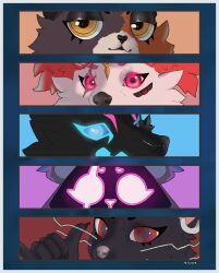  absurd_res anthro bear calico_cat camille_(fortnite) canid canine domestic_cat epic_games felid feline felis female female/female fortnite group hi_res kimiko_five-tails looking_at_viewer mammal meow_skulls murid murine pack_leader_highwire rat raven_team_leader rodent srcook 