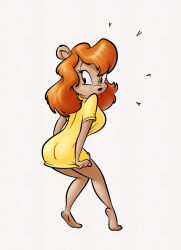  anthro ass barefoot bear big_breasts big_butt breasts clothing feet female hair hi_res julie_bruin lipstick long_hair looking_back makeup mammal red_hair red_lipstick shirt soles solo stanmort thick_thighs tiny_toon_adventures tippy_toes tiptoes toes topwear warner_brothers wide_hips yellow_clothing yellow_shirt yellow_topwear 