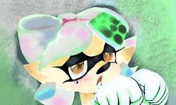  5:3 alternate_species animal_humanoid canid canid_humanoid canine canine_humanoid clothing cosplay dog_humanoid ear_piercing fangs female gloves hair handwear hat headgear headwear hi_res humanoid humanoid_pointy_ears looking_at_viewer mammal mammal_humanoid marie_(splatoon) naivintage nintendo piercing solo splatoon teeth white_hair 