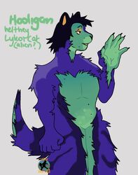  2021 alien anthro black_hair blue_body blue_fur countershading dark_body dark_fur digital_media_(artwork) domestic_cat english_text felid feline felis fist fur green_body green_countershading green_face green_fur hair hi_res hooligan_(videonastyz) humanoid_hands lykoi male mammal model_sheet monotone_hair multicolored_body multicolored_fur multicolored_tail portrait pronouns purple_body purple_fur signature solo tail teeth text three-quarter_portrait videonastyz yellow_eyelids yellow_inner_ear 