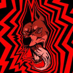  1:1 abstract_background absurd_res ambiguous_gender anthro bared_teeth black_and_red black_nose bodily_fluids canid canine canis cropped_ears digital_media_(artwork) dobermann domestic_dog drooling fangs fur headshot_portrait hi_res icon long_tongue male mammal mouth_shot open_mouth pattern_background pinscher portrait red_background red_body red_eyes red_fur red_teeth red_theme restricted_palette saliva sharp_teeth shoot_(sh) simple_background solo tapering_tongue teeth tongue tongue_out wide_eyed 