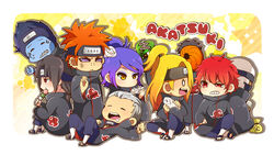  akatsuki_(naruto) azu_(kirara310) black_hair blonde_hair blue_hair deidara everyone forehead_protector hands hidan highres hoshigaki_kisame kakuzu konan konohagakure_symbol mask multiple_boys naruto naruto_shippuuden orange_hair pain_(naruto) purple_eyes red_eyes red_hair rinnegan sasori tobi uchiha_itachi yellow_eyes zetsu 