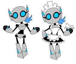  bad_metadata blue_eyes clothing eyelashes female humanoid machine maid_uniform minus8 missing_sample mouthless not_furry plate robot robot_humanoid simple_background solo uniform white_background 