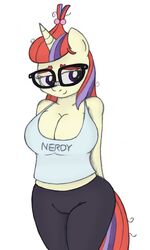  absurd_res an-tonio anthro breasts certificate_(artist) cleavage clothed clothing equid equine eyewear female friendship_is_magic glasses hasbro hi_res horn mammal moondancer_(mlp) my_little_pony mythological_creature mythological_equine mythology smile solo unicorn 