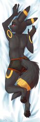  anthro blush boxer_briefs clothing dakimakura dakimakura_design dakimakura_style eeveelution generation_2_pokemon hi_res intersex maleherm nintendo open_mouth paws pokemon pokemon_(species) rear_view ringstudios solo umbreon underwear zero3_delta 