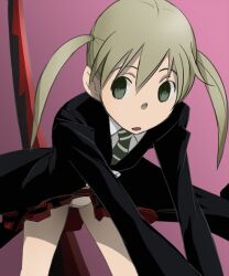  female grey_eyes grey_hair haruyama_kazunori maka_albarn necktie panties pantyshot solo soul_eater standing underwear upskirt 