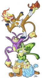  ambipom angry fire generation_1_pokemon generation_4_pokemon generation_5_pokemon haplorhine happy infernape mammal monkey multi_tail narcisustattoos nintendo pansear pokemon pokemon_(species) primate primeape simipour simisage simple_background tail white_background 