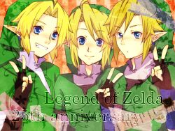  blonde_hair blue_eyes earrings fingerless_gloves gloves hat jewelry link male male_focus ocarina_of_time pointy_ears short_hair skyward_sword smile the_legend_of_zelda the_legend_of_zelda:_ocarina_of_time the_legend_of_zelda:_skyward_sword the_legend_of_zelda:_twilight_princess twilight_princess uzuki_shiro v 