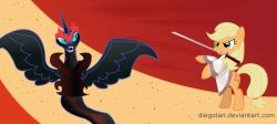  aku better_version_at_source crossover cutie_mark diegotan equid equine female feral friendship_is_magic hasbro horse katana mammal melee_weapon my_little_pony nightmare_moon_(mlp) pony princess_luna_(mlp) royalty samurai_applejack samurai_jack simple_background sword weapon 