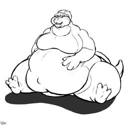  1:1 belly big_belly bigshow fat_legs feet flabby hi_res kraid kraidmorph kraig lips male metroid monochrome moobs morbidly_obese multi_eye navel nintendo obese overweight small_feet solo thick_lips 