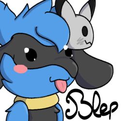  1:1 alpha_channel blep emote feral generation_4_pokemon hugo_the_riolu male nintendo pokemon pokemon_(species) quentinmimikyu riolu solo tongue tongue_out 