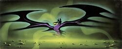  1959 20th_century ancient_art black_body concept_art disney dragon european_mythology eyvind_earle female feral gouache_(artwork) hi_res lineless macro magic maleficent mythological_creature mythological_scalie mythology official_art outside painting_(artwork) scalie sleeping_beauty_(1959) solo traditional_media_(artwork) transformation western_dragon wings 