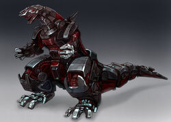  bad_id bad_pixiv_id beam_rifle cannon claws death_saurer dinosaur energy_gun glowing glowing_eyes gun laser_rifle machine_gun mecha no_humans non-humanoid_robot photoshop_(medium) robot robot_animal rocket_launcher shadow simple_background solo tail teeth touge_(kubiwa_tsuki) weapon zoids 