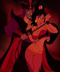  aladdin arabian_clothes bondage bra cape chain_pull chained chains cleavage cuffs disney disney_princess domination evil_queen_jasmine eyeliner female femsub forced handcuffs harem_outfit imminent_rape jafar jafar_harem_outfit makeup male maledom postsoecusat princess_jasmine slave submissive wrist_cuffs 