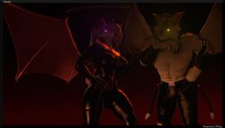  2023 3d_(artwork) 5_fingers abs anthro athletic athletic_anthro athletic_male bat blonde_hair bodysuit bottomwear breasts brother_(lore) brother_and_sister_(lore) clothed clothing digital_media_(artwork) duo fangs female fingers fur glowing glowing_eyes hair hair_over_eye hi_res humanoid_hands male mammal membrane_(anatomy) membranous_wings navel one_eye_obstructed pants pecs petruz_(copyright) pink_hair reindeerviking sibling_(lore) sister_(lore) skinsuit smile source_filmmaker_(artwork) talia_strellus teeth tight_clothing topless topless_anthro topless_male vesper_strellus white_body white_fur wings 