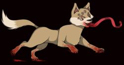  akinya anthro blood blood_on_face bodily_fluids canid canine canis doge dogelore domestic_dog female mammal meme multi_eye shiba_inu solo spitz tail 