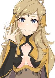  absurdres ahoge black_bridal_gauntlets blonde_hair blue_eyes breasts bridal_gauntlets circlet female fire_emblem fire_emblem_fates highres looking_at_viewer medium_breasts ophelia_(fire_emblem) solo swept_bangs to_(tototo_tk) 