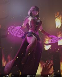  1girls 3d big_breasts blindfold blindfolded breasts cleavage corset female female_focus hi-rez_studios magic magic_circle magic_runes magic_user paladins seris_(paladins) white_skin wicked3dx 