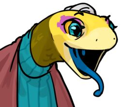  alpha_channel ambiguous_gender anthro clothing female happy lizard lostwisdom low_res meme pogchamp reptile scalie simple_background skink solo sweater topwear transparent_background yellow_body 