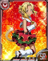  alicia_rue animal_ears bad_source bell blonde_hair card_(medium) cat_ears cat_tail collar earrings female jewelry layered_skirt looking_at_viewer neck_bell short_hair skirt slit_pupils smile solo star_(symbol) star_earrings sword_art_online tail yellow_eyes 