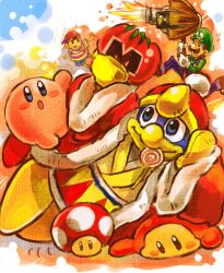  artist_request blue_eyes candy facial_hair food gloves hammer hat king_dedede kirby kirby_(series) lollipop luigi mario_(series) maxim_tomato mother_(game) mother_2 moustache multiple_boys mushroom ness super_mario_bros. super_mushroom super_smash_bros. swirl_lollipop waddle_dee weapon 