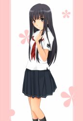  black_eyes black_hair black_socks commentary_request female futami_eriko kibina_high_school_uniform kimi_kiss kishida-shiki long_hair necktie school_uniform socks solo 