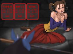  breasts brown_eyes brown_hair cleavage dragon_quest dragon_quest_viii evil_sir_leopold female game_over jessica_albert jukan_a_no_6 monster open_mouth scar scars square_enix twintails yoshino_momiji yoshino_momiji zoophilia 