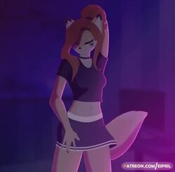  animated anthro cute_fangs dancing doja_cat eipril elisabeth_(eipril) fluffy_tail furry long_hair music skirt solo sound video wholesome 