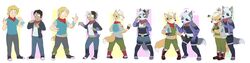  2020 absurd_res annoyed anthro armband black_clothing black_hair black_shirt black_topwear blonde_hair blue_clothing blue_eyes blue_shirt blue_topwear blush boots bottomwear breasts brown_eyes canid canine canis clothed clothing crossed_arms dark_body dark_skin dazed denim denim_bottomwear denim_clothing digital_media_(artwork) duo emblem eye_patch eyewear fauvfox fauxhawk female fingerless_gloves footwear fox fox_mccloud fully_clothed fur gender_transformation gloves green_clothing green_shirt green_topwear grey_body grey_fur hair hand_on_shoulder handwear hi_res human human_to_anthro inner_ear_fluff jacket jeans legwear light_body light_skin looking_at_tail male mammal midriff mind_control mtf_crossgender mtf_transformation multicolored_body multicolored_fur nintendo pants pictographics red_eyes red_scarf rule_63 scarf shirt shoes shorts side_cut simple_background slightly_chubby smile smirk socks species_transformation standing star_fox surprise tan_body tan_fur toeless_footwear toeless_socks topwear transformation tuft two_tone_body two_tone_fur white_body white_clothing white_fur white_hair white_shirt white_topwear wolf wolf_o&#039;donnell 