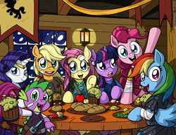  alcohol amazing ambiguous_gender anthro apple applejack_(mlp) armor beverage blush diner dragon equine female feral fluttershy_(mlp) food friendship_is_magic fruit hair horn horse latecustomer male mammal multi-colored_hair my_little_pony open_mouth pegasus pinkie_pie_(mlp) pony rainbow_dash_(mlp) rainbow_hair rarity_(mlp) restaurant scalie smile spike_(mlp) table twilight_sparkle_(mlp) unicorn wings 