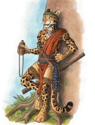  0laffson 2022 4_toes 5_fingers accessory anklet anthro armlet armor belt bottomwear bracelet canteen clothing clouded_leopard dagger digitigrade ear_piercing ear_ring feet felid fingers grass green_headband headband hi_res holding_canteen holding_object jewelry leaning leaning_backward leopard_spots light looking_aside male mammal melee_weapon necklace open_mouth outside painting_(artwork) pantherine piercing plant ring_piercing rope sash scabbard skirt sky solo spots straps sunlight sword tail toes traditional_media_(artwork) tree vambrace watercolor_(artwork) weapon 