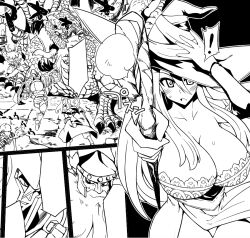  artist_request blush breasts cleavage dragon dragon&#039;s_crown dwarf_(dragon&#039;s_crown) fighter_(dragon&#039;s_crown) hat huge_breasts mikagami_sou monochrome sorceress_(dragon&#039;s_crown) staff vanillaware weapon wizard_(dragon&#039;s_crown) 