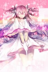  ao_jun bad_id bad_pixiv_id closed_eyes female gloves kaname_madoka long_hair mahou_shoujo_madoka_magica mahou_shoujo_madoka_magica_(anime) pink_hair solo two_side_up ultimate_madoka 