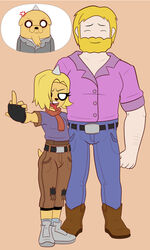  3:5 adventure_time anthro bear beard belt blonde_beard blonde_facial_hair blonde_hair boots bottomwear bronwyn canid canine canis cartoon_network clothing cowboy_boots cross-popping_vein daughter_(lore) denim denim_bottomwear denim_clothing domestic_dog dress_shirt duo facial_hair father_(lore) father_and_child_(lore) father_and_daughter_(lore) female fingerless_gloves finn_the_human footwear gesture gloves hair hand_gesture hand_on_back handwear hi_res horn human humanoid hybrid jeans kamikiller kim_kil_whan leggings legwear male mammal middle_finger nephew_(lore) niece_(lore) open_mouth pants parent_(lore) parent_and_child_(lore) parent_and_daughter_(lore) pockets rainicorn scarf shirt shoes simple_background sneakers socks t-shirt teeth tongue tongue_out topwear torn_bottomwear torn_clothing torn_pants uncle_(lore) uncle_and_nephew_(lore) uncle_and_niece_(lore) 