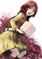  arrietty bad_id bad_pixiv_id bag belt canking female flower karigurashi_no_arrietty open_mouth photoshop_(medium) red_hair solo sugar_cube yellow_eyes 