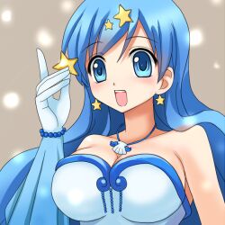  bare_shoulders blue_eyes blue_hair breasts female gloves houshou_hanon idol jewelry long_hair mermaid_melody_pichi_pichi_pitch necklace open_mouth star 