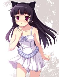  :o animal_ears black_hair blush cat_ears commentary_request dress fake_animal_ears female gokou_ruri hairband long_hair mole mole_under_eye ore_no_imouto_ga_konna_ni_kawaii_wake_ga_nai red_eyes skirt solo sundress yamasan 