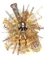  absurdres bad_id bad_pixiv_id bassoon black_hair clarinet closed_eyes copyright_request double_bass dress_shirt female flute french_horn highres instrument kbysppp musical_note oboe saxophone shirt trombone trumpet tuba 