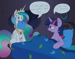  alicorn bed bedding blanket building crown cutie_mark duo equid equine female feral friendship_is_magic furniture hair hasbro headgear horn house joey-darkmeat mammal multicolored_hair my_little_pony mythological_creature mythological_equine mythology night pillow princess princess_celestia_(mlp) royalty twilight_sparkle_(mlp) unicorn wings 