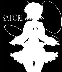  bad_id bad_pixiv_id character_name female greyscale highres kitazinger komeiji_satori monochrome photoshop_(medium) short_hair silhouette simple_background skirt solo thigh_gap third_eye touhou 