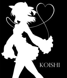  bad_id bad_pixiv_id character_name female greyscale hat heart heart_of_string highres kitazinger komeiji_koishi monochrome photoshop_(medium) short_hair silhouette simple_background skirt solo touhou 