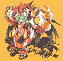  animal_ears animal_hands animal_print bad_id bad_pixiv_id blade_(galaxist) cat_ears cham_cham female fingerless_gloves gloves green_eyes green_hair looking_at_viewer navel oerba_yun_fang open_mouth paw_gloves photoshop_(medium) samurai_spirits smile snk solo tail thighhighs tiger_print 