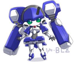  blazermate blush_stickers chibi commentary_request green_eyes medarot no_humans nollety non-humanoid_robot painttool_sai_(medium) robot shadow simple_background solo white_background 